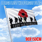 Large Lest We Forget Flag Heavy Duty ANZAC Day Poppy 90 X 150 CM - 3ft x 5ft - Aimall