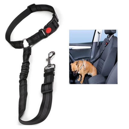 Elastic Headset Car Dog Seat Belt Safety Vehicle Lead Leash Harness Clip Adjust - Aimall