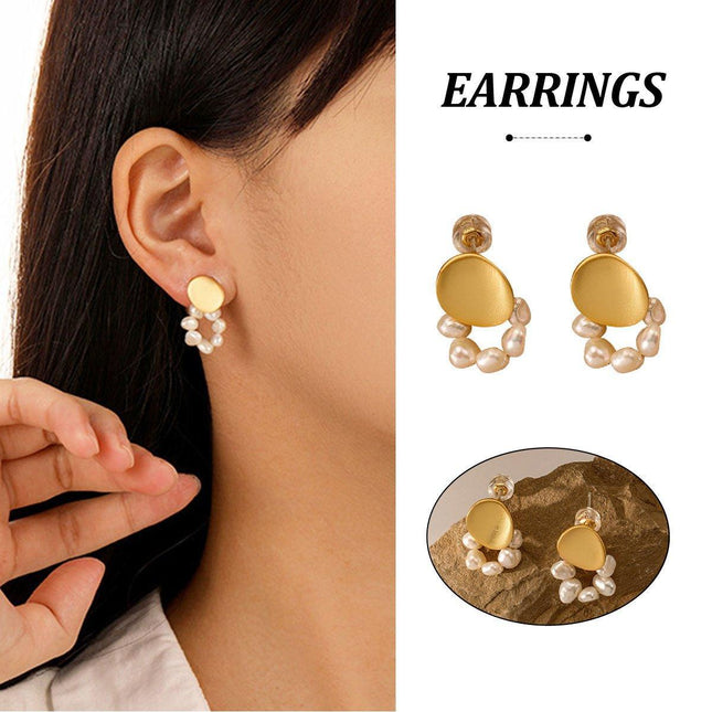 Vintage Pearl Beaded Earrings Simple Versatile Jewelry Women Elegant Fashion