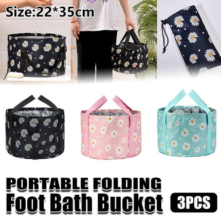 3PCS Foldable Foot Bath Tub Portable Wash Basin Soak Bucket Home Travel