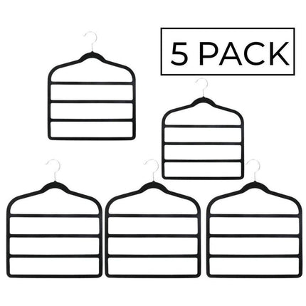 5PCS Multifunctional Non-slip Flocking Rack Multi-layer Hanger Wardrobe Storage