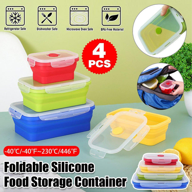 Silicone Collapsible Containers Portable Food Storage for Caravan Camping 4PCS - Aimall