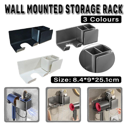 Aluminum Hair Dryer Holder Wall Mount Punch-Free Bathroom Hanging Rack Organizer
