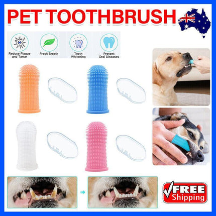 Dog Cat Super Soft Pet Finger Toothbrush Teeth Silicone Brush Care Cleaning - Aimall