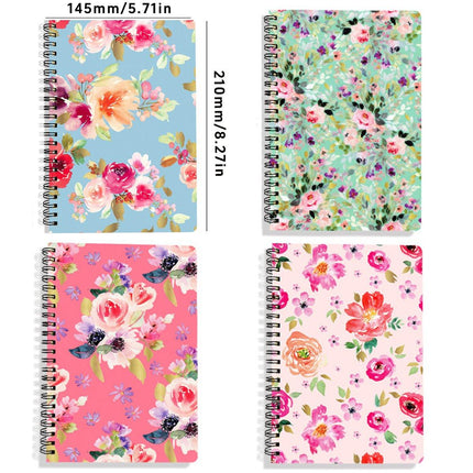 4pcs Loose Leaf Coil Thick Notebook Notepad Vintage Floral Journal Stationery