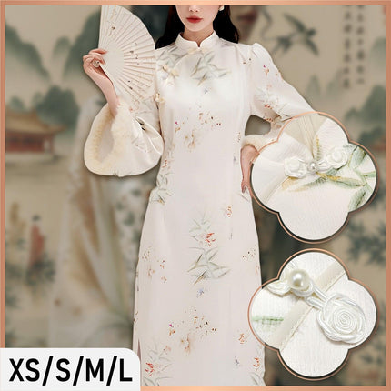 White New Elegant Cheongsam Qipao Chinese Traditional Modified Dress Women Fashion - Aimall