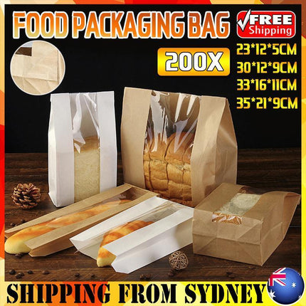 Takeaway Storage Baking Bread Bag Toast Food Packaging Bag Kraft Paper Bag White - Aimall