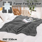 Grey Flannel Stripe Blanket Nap Lounge Throw For Sofa Cover Warm Bed Blanket