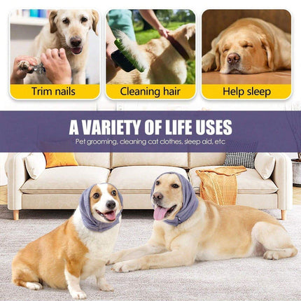 Pet Dog Cat Grooming Ear Cover Reduce Noise Calming Earmuffs Winter Warm Hood