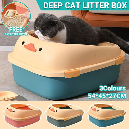 Large Cat Litter Box Semi Enclosed Anti Splash Durable Plastic Open Circulation