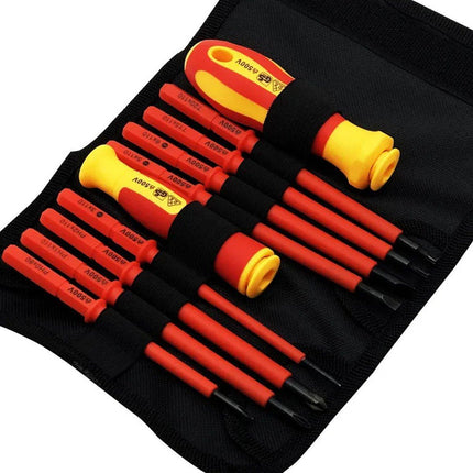 10PCS Insulated Screwdriver Set Multifunctional Electrician Tool Kit Bag Home