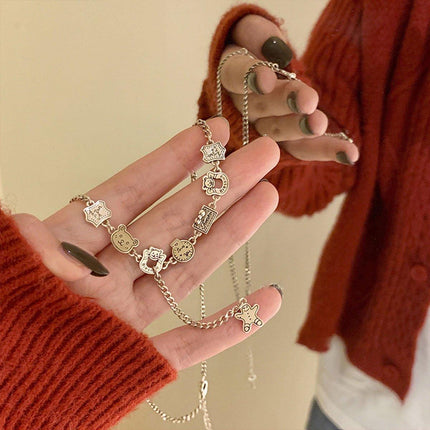Gingerbread Man Tassel Necklace Womens Sweater Chain Fashion Jewelry Gift