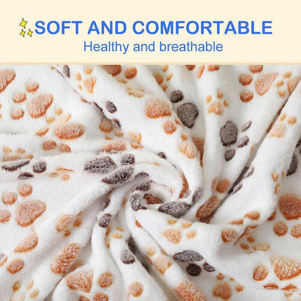 Medium Size Pet Mat Paw Print Cat Dog Puppy Fleece Soft Pet Blanket Bed Cushion - Aimall