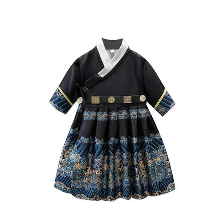 Navy Hanfu Boys Girl Traditional Chinese Dress Clothes Ancient Children's Performance - Aimall