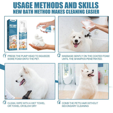 Pet Dry Cleaning Foam No Water Needed Deodorant Shampoo for Dogs and Cats