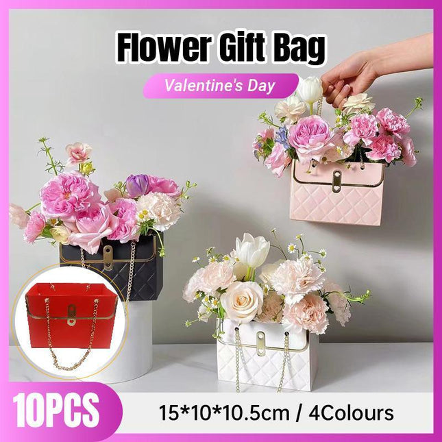 10pcs Rectangular Handbag Flower Packaging Gift Bags Creative Bouquet Boxes