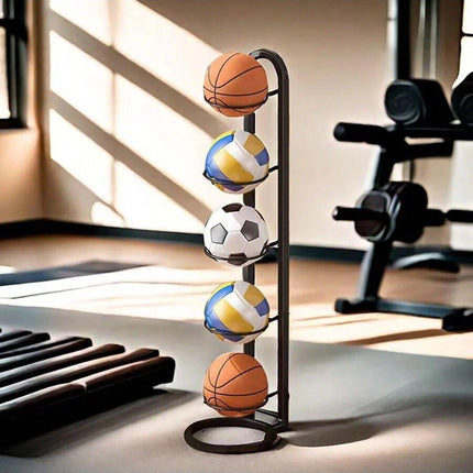 5 Tiers Basketball Storage Rack Football Sport Equipment Organizer Display Stand