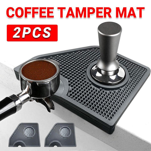 2PCS G-type Coffee Tamper Silicone Mat Black Tamping Holder Pad Corner Edge Tool