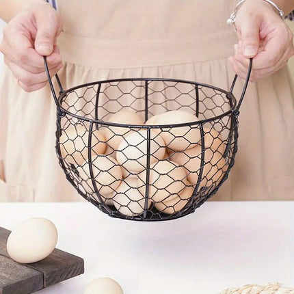 Egg Basket Fruit Storage Basket Blue Iron Basket Home Sundries Organiser Holder