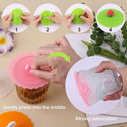 6PCS Silicone Tea Cup Lids Leak Proof Dustproof Universal Drink Covers for Mugs