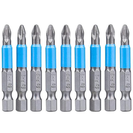 10PCS Anti Slip Electric Hex Shank Magnetic 50mm PH2 Cross Head Screwdriver Bits - Aimall