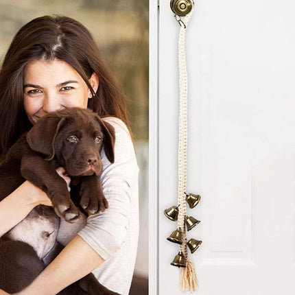Adjustable Doorbell Hanging Rope Dog Training Bell Cat Teasing Braided Trainer
