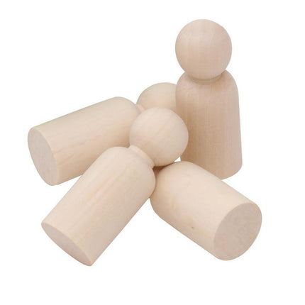 20X Unfinished Wooden Peg Dolls Wooden Tiny Doll Bodies People Decor Wood Crafts - Aimall