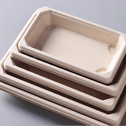 50pcs Eco-Friendly Sushi Box Rectangular Biodegradable Lunch Packaging Plate