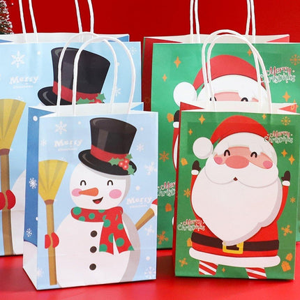 25PCS Christmas Tote Bags Kraft Paper Gift Bags Party Favor Holiday