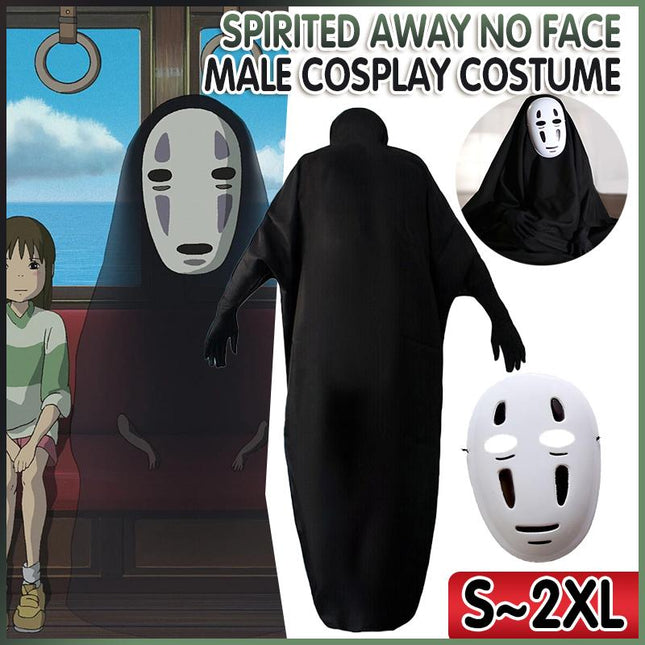Adult Spirited Away No Face Male Cosplay Costume Mask Halloween Xmas Party Suit AU