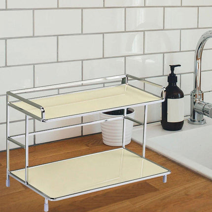 Kitchen Bathroom Desktop Storage Rack Water Cup Holder Cosmetic Iron Shelf