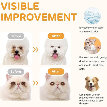 Pet Eye Wipes Clean Dogs Cats Tear Stain Removal Eye Dirt Cleaning Cotton Pads