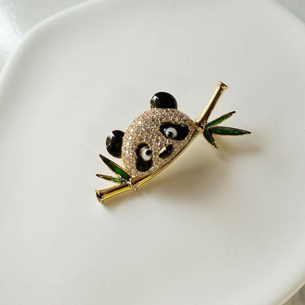 High-End Cute Panda Brooch Bamboo Animal Pin Chinese Style Corsage for Men Women
