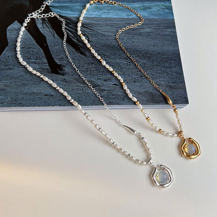 Vintage Moonstone and Pearl Necklace with Chain Fashion Jewelry Women and Girls