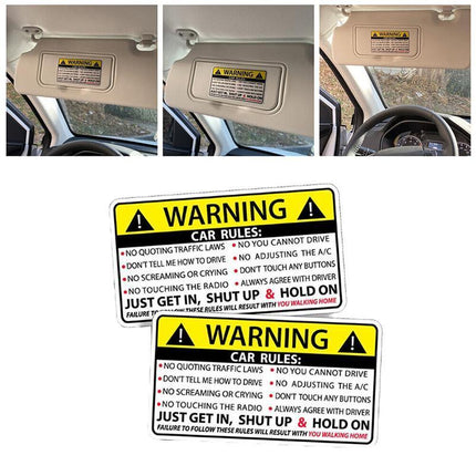 2X Vehicle Rules Visor Warning Sticker Funny Car For JDM Truck Humor Hoon - Aimall
