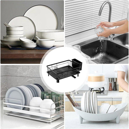 Multifunctional Dish Rack Sink Drain Tray Cutlery Storage Organizer Bowl Holder