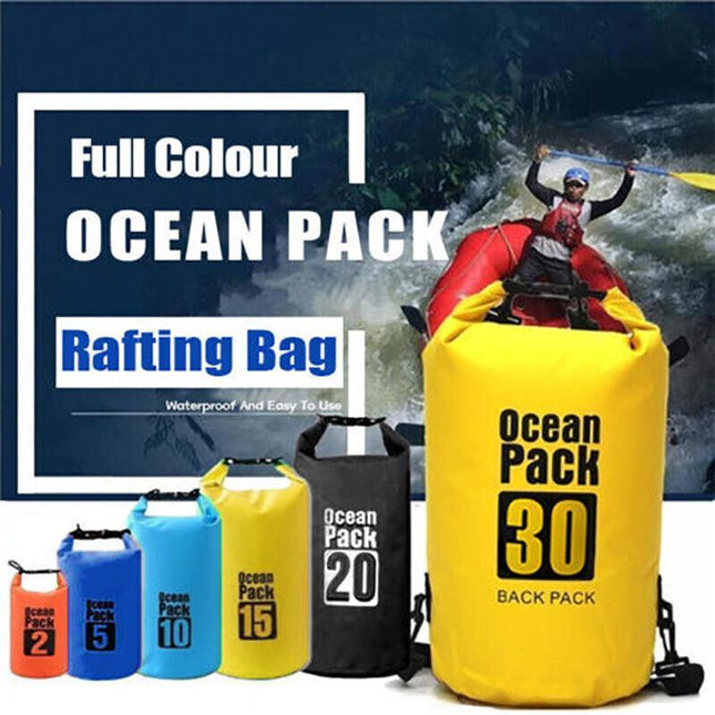 Black Waterproof Bag Dry Sack Fishing Camping Canoeing Outdoor 2/5/10/15/20/30 L - Aimall