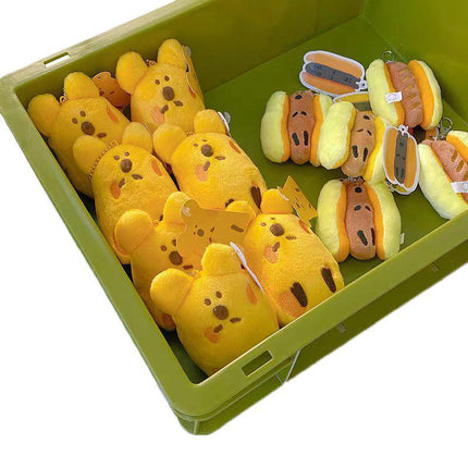 Cute Cartoon Plush Cheese Dog Doll Keychain Hanging Ornaments Bag Decoration - Aimall