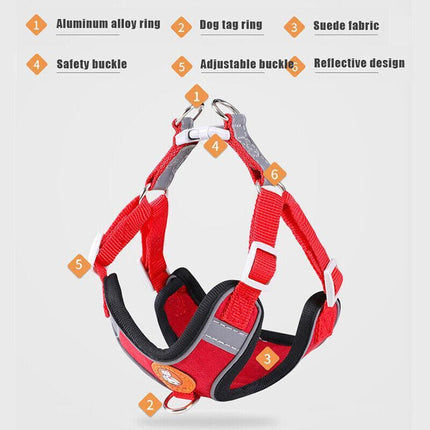 Dog Harness Cat Lead Puppy Leash VEST Mesh Breathe Adjustable Braces Small Pet Red - Aimall