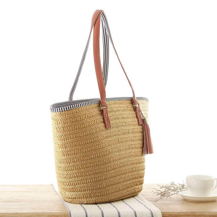 Simple Fashion Woven Straw Bag Beach Tote Bag Summer Handbag for Women Travel