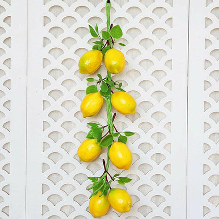 2pcs Artificial Yellow Lemon Hanging Decorations Fake Fruit Home Decor Set