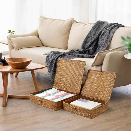 2pcs Storage Basket with Lid Durable Organising Box for Home and Office Use