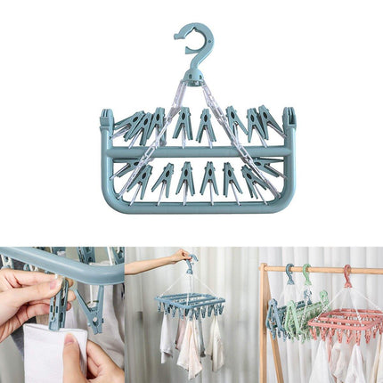 3PCS Multifunctional Plastic Clothes Drying Rack Hanging Rack Sun Rack Clips
