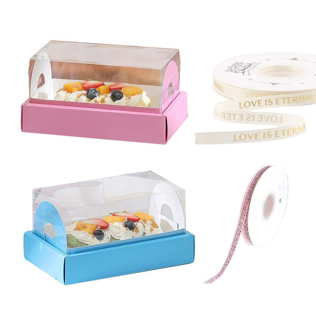 20pcs Transparent Long Cake Roll Packing Boxes Clear Dessert Bakery Containers