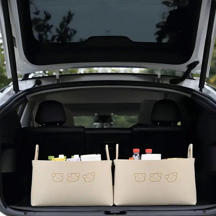 2pcs Felt Storage Basket Foldable Large Bear Basket Car Boot Basket for Dirty