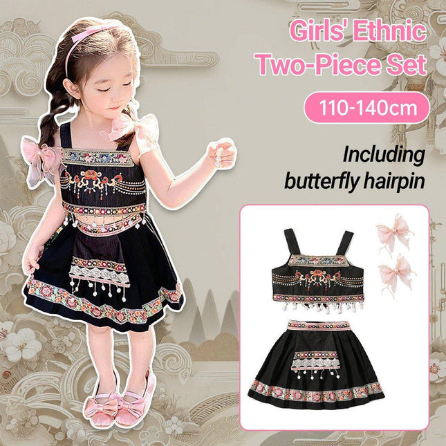 Girl National Hanfu Suit Summer Dress Sling Skirt Two-Piece Clothes