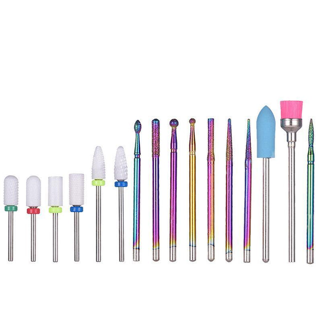 16x Ceramic Nail Drill Bits File Acrylic Manicure Pedicure Tools - Aimall