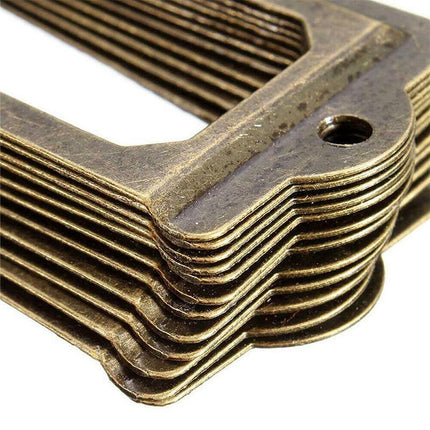 12X Brass Cabinet Drawer Label Pull File Name Card Frame Holder Handle - Aimall