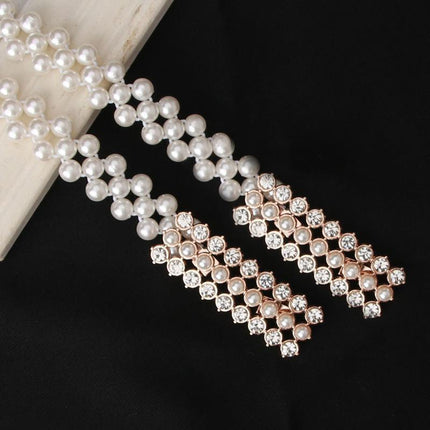 Women's Bead Chain Belt Pearl Waist Chain Dress Decorative Belt Waistband 8C - Aimall