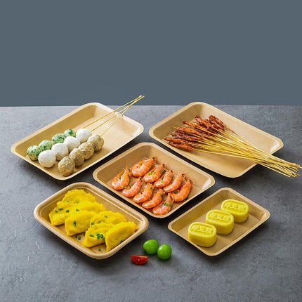 100pcs Eco-friendlyKraft Paper  Trays for Fries Snacks Greaseproof Hot Dog Trays